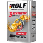 Моторное масло ROLF 3-SYNTHETIC 5W40 A3/B4 4л синт 322551